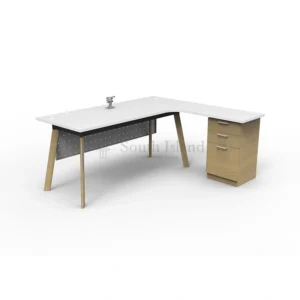 Executive L-Shape Table C/W 2D1F Fixed Drawer Workstation