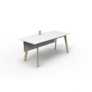 Executive D-Shape Table C/W AL Metal Leg Workstation