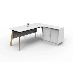 Executive Rectangular Table C/W Side Cabinet Sliding Workstation