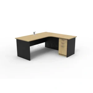Executive L-Shape Table C/W 2D1F Fixed Drawer Workstation