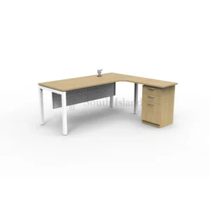 Executive L-Shape Table U Metal C/W 2D1F Fixed Drawer Workstation