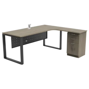 Executive SQ Series L-Shape Table SQ Metal C/W 2D1F Fixed Drawer