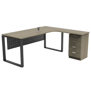 Executive SQ Series L-Shape Table SQ Metal C/W 4D Fixed Drawer