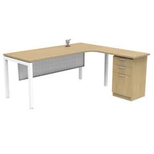 Executive U Series L-Shape Table U Metal C/W 2D1F Fixed Drawer